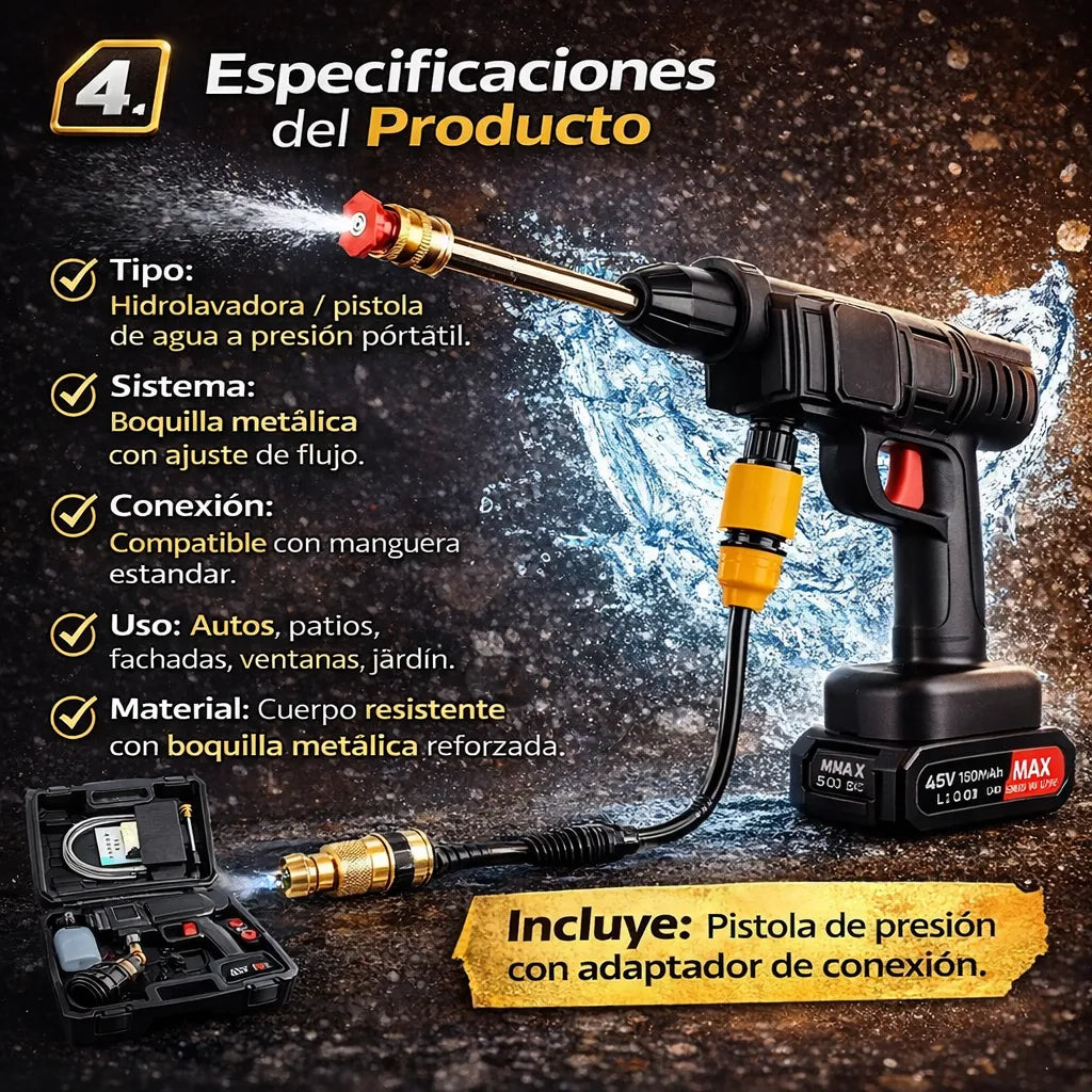 COMBO WashX™ :  (Hidrolavadora + Mini Aspiradora 3 en 1 + maletín de transporte)  -  50% OFF SOLO HOY 🔥