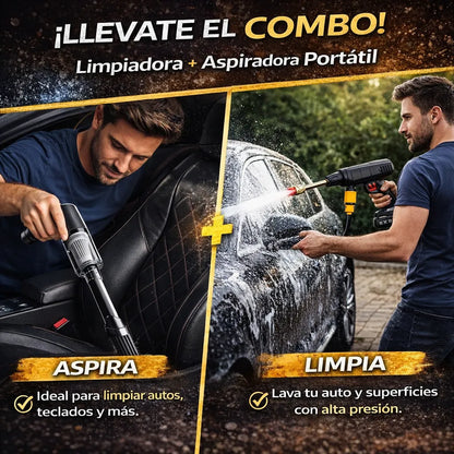 COMBO WashX™ :  (Hidrolavadora + Mini Aspiradora 3 en 1 + maletín de transporte)  -  50% OFF SOLO HOY 🔥